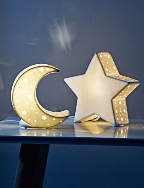 moon and star night lights are ideal for any kinds of kids' spaces