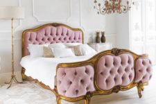14 luxury pink tufted bed with gilded wood framing looks wow