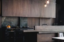 15 sleek modern brown wood kitchen cabinets look stylish