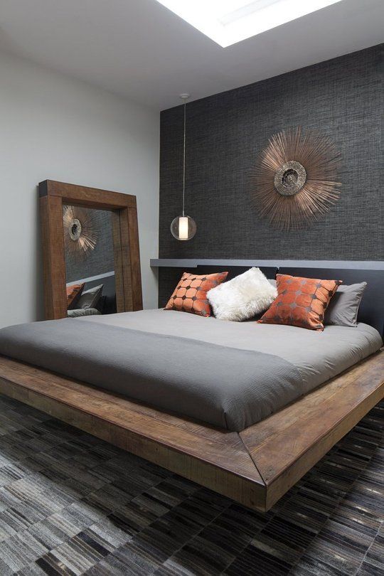 wooden platform bed for a cool textural look