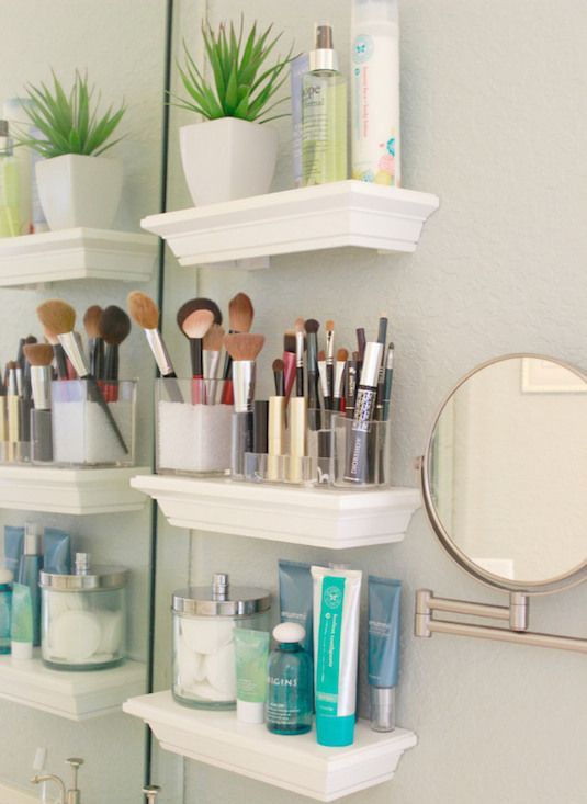 floating shelf in bathroom