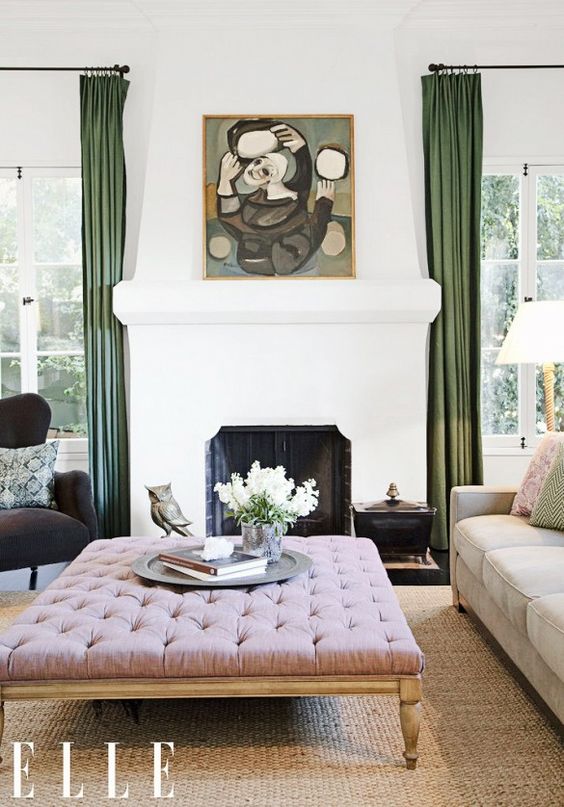 pink diamond upholstered ottoman and coffee table in one