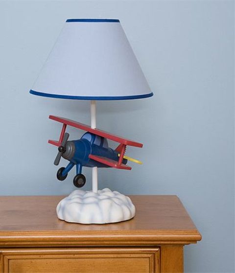 vintage air plane lamp for a boy's room
