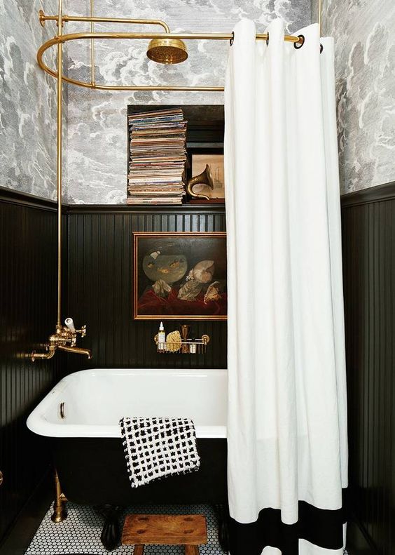 40 Refined Clawfoot Bathtubs For Elegant Bathrooms Digsdigs An Elegant Black Tub In A Wood Covered Niche Plus Shower