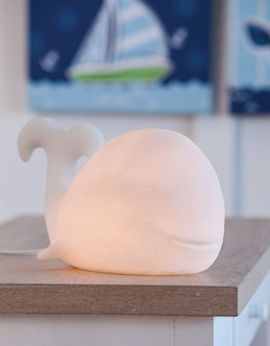 soft whale table lamp is great for coastal rooms