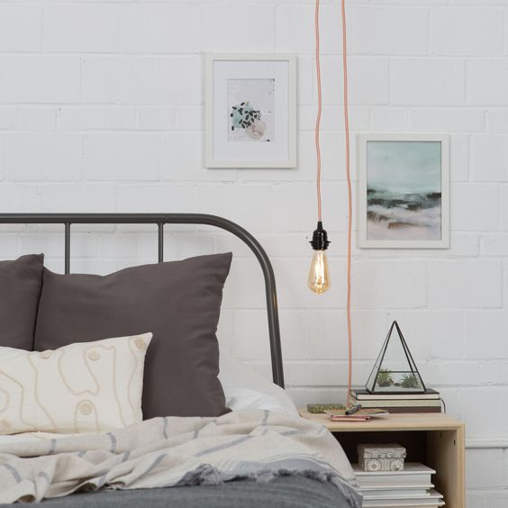a plug-in light with a copper cord is great for a Scandinavian or industrial space