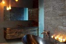 20 a stone bathtub is a great solution for any masculine interior