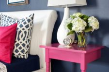21 DIY hot pink nighstand made of a half of table