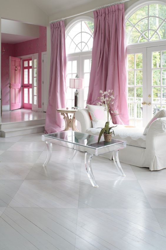 refined sheer and mirror coffee table works well in a girlish space