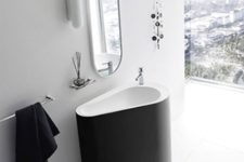 25 a monolith black and white bathroom sink looks fresh and unusual yet timeless