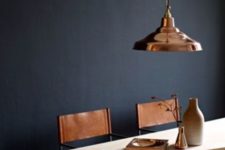 25 copper pendant lamp and leather chairs in the same shade
