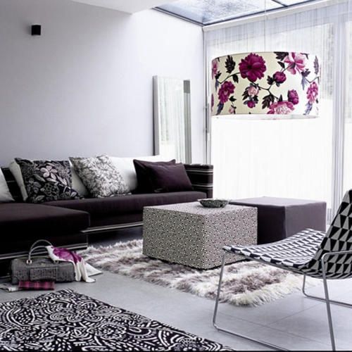 an oversized floral lampshade will easily add a feminine feel to your living room