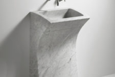30 bent white marble square free-standing sink will fit any modern bathroom