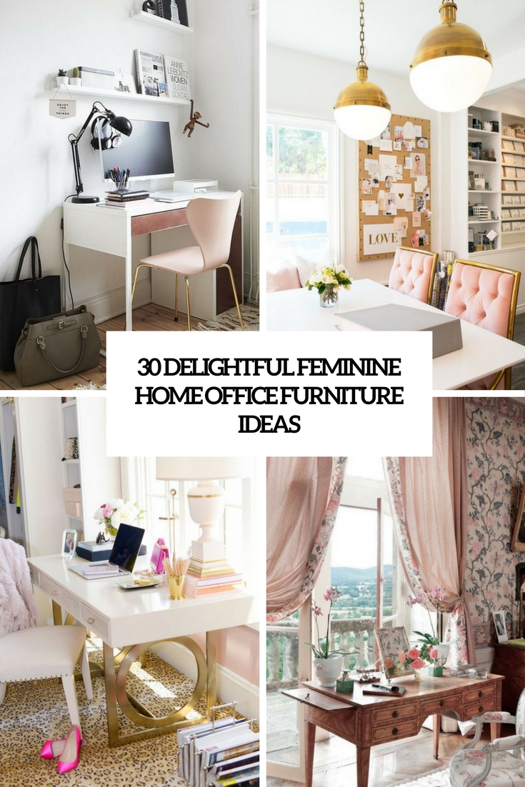 delightful feminine home office furniture ideas cover