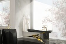 32 unique faceted black and brass free-standing sink for a manly bathroom