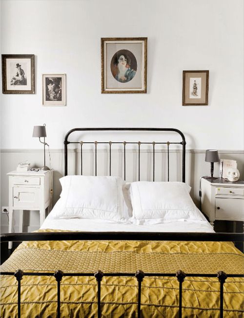 White bed with discount black bedside tables