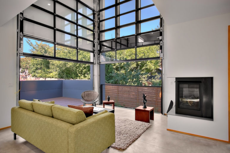 garage doors sliding up is a nice solution if you have really high ceilings (Stephenson Design Collective)