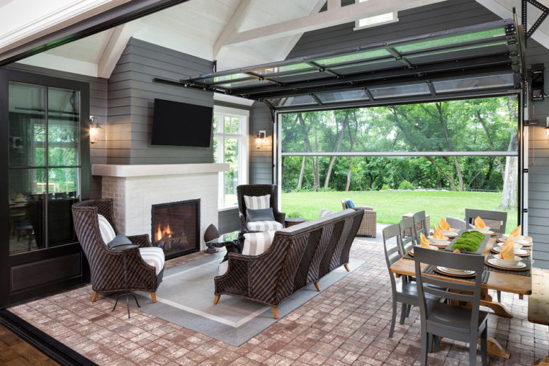 Glass Garage Door In Living Room