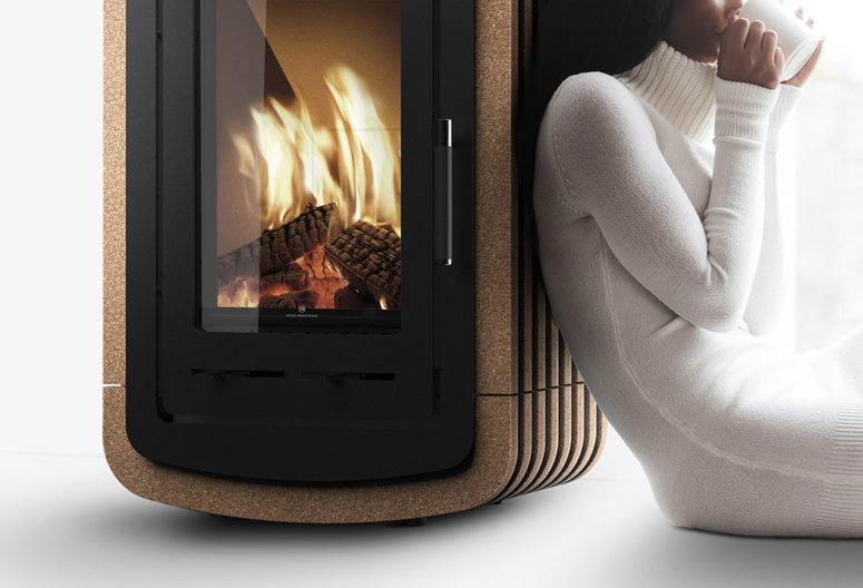 Natura Stove Covered With Cork For A Cozy Feel