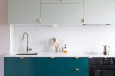 06 chic teal cabinets with gold handles make a cool statement