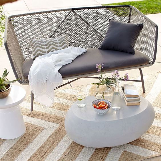 chic woven sofa with grey sofa and cover is comfy and looks ethereal