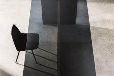 09 rectangular wood and black glass dining table