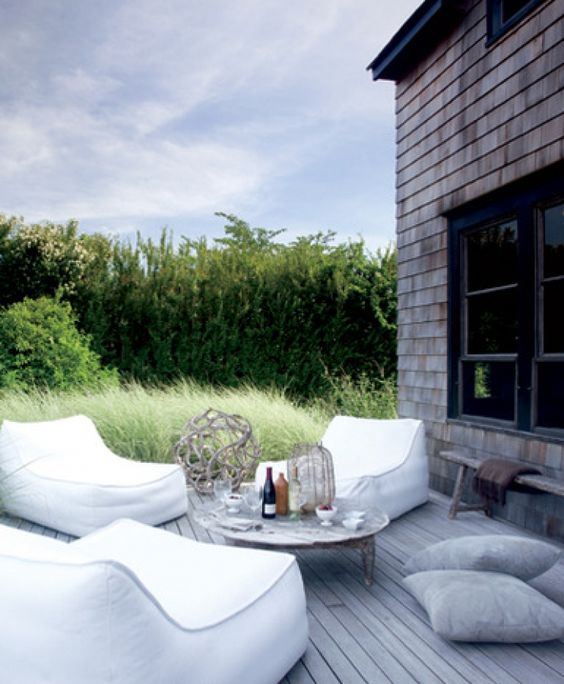 comfy bean bag loungers look cool and are great for outdoor spaces with no pools