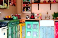 20 colorful shabby chic cabinets in different shapes and looks for an eclectic kitchen