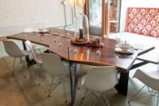 22 live edge dining table will aadd a chic natural touch to the space
