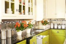 23 lime green and creamy cabinets create a bold combo