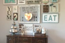 28 a whole shabby chic and rustic wall sign with lights to accentuate a drink station