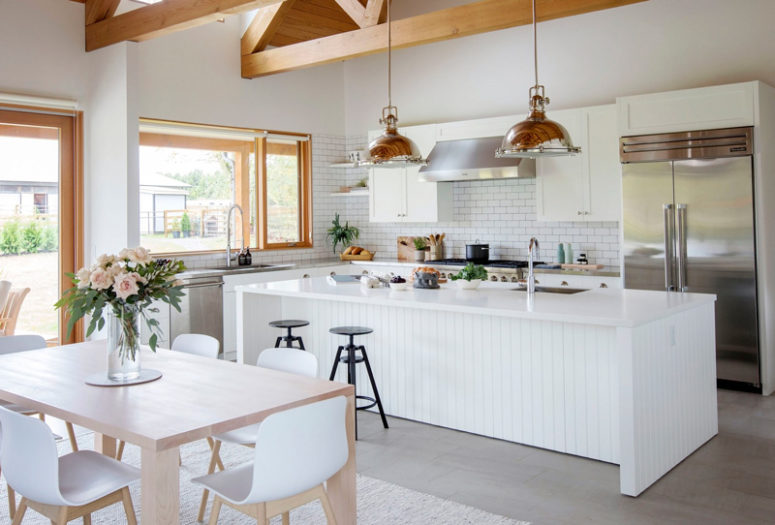 Scandinavian Farmhouse Done In White And Pastels