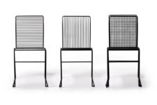 02 Liquorice chairs are made of steel and have different design, vertical, horizontal or both types of stripes