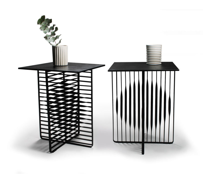 The Sun and Moon tables represent these two things with flat steel bars, such an interesting solution