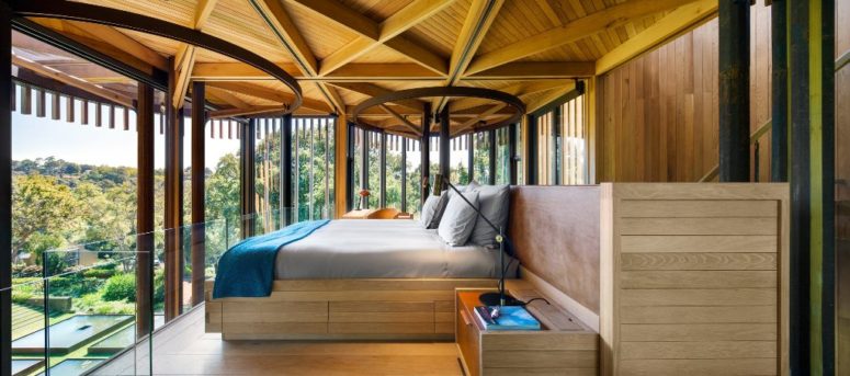 awesome bedroom design The bedroom is designed as if it's a real tree house, it's located right under the roof and has magnificent views