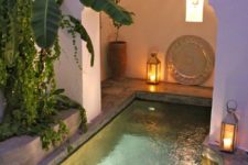 11 a small pool with inner lights is a great choice to swim at night, too