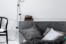 24 black graphic bedding with white prints for a masculine bedroom