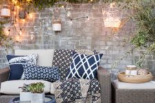 24 light bulbs hanging over the lounge is an easy idea
