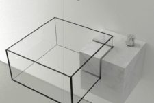 24 minimalist framed glass sink in a marble holder