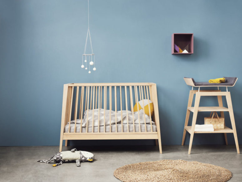 grey wooden high chair