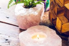 02 rose quartz slab candle holder looks gorgeous and refined