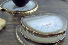 08 agate slice with a gilded edge coasters will add a chic touch