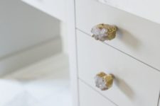 09 gilded geode knobs and a marble tabletop look very exquisite together