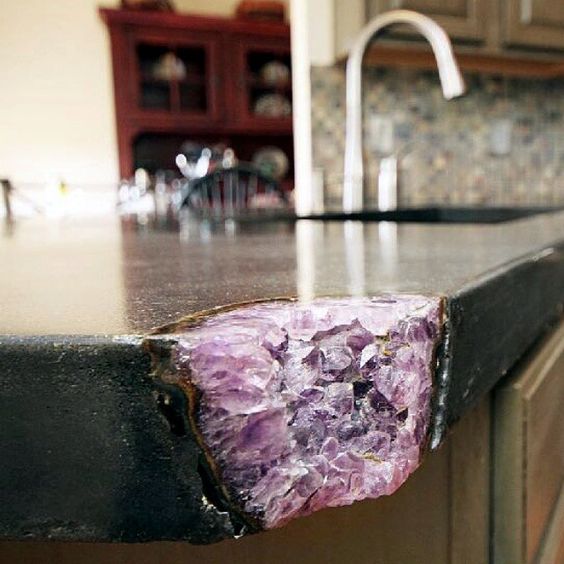 a broken kitchen countertop made amazing with geodes