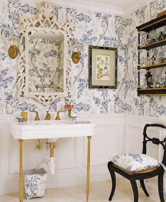Buy Blue Floral Wallpaper Blue Da Wallpaper Vintage Floral Wallpaper Blue  Vintage Wallpaper Online at desertcartINDIA