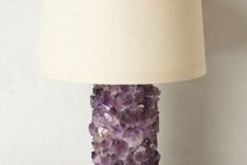 17 amethyst crystal lamp with a neutral lampshade looks cool in any modern interior