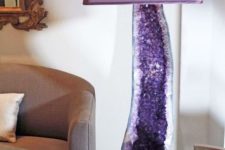 19 purple crystal base lamp with a purple lampshade makes a chic statement