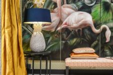 20 oversized pink flamingo art piece for a tropical-inspired living room