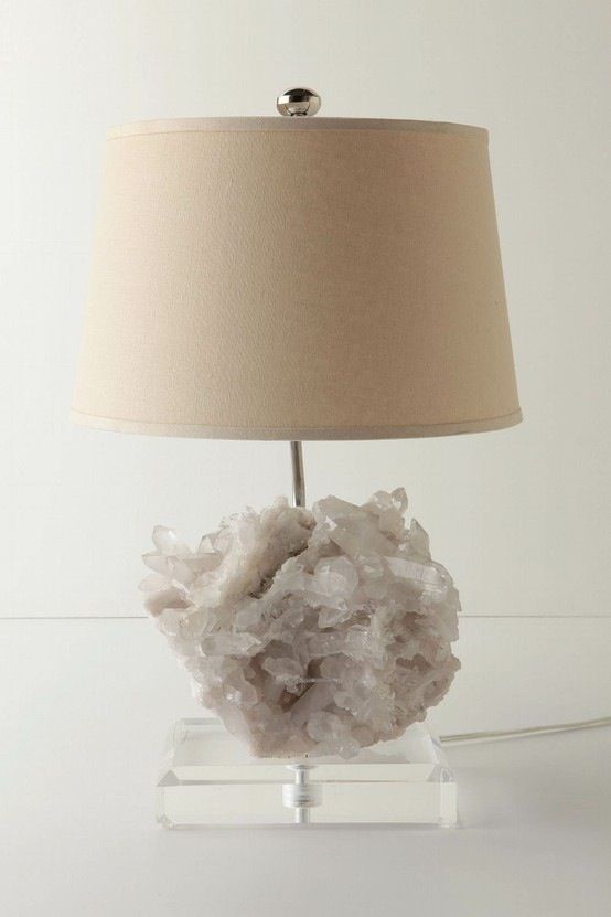 32 Trendy Agate And Geode Home Décor Ideas Digsdigs White Geode Base Lamp With A Neutral Lampshades Will Fit Any Modern Interior