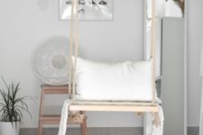 21 a swing can be a dreamy open storage unit for your pillows and blankets